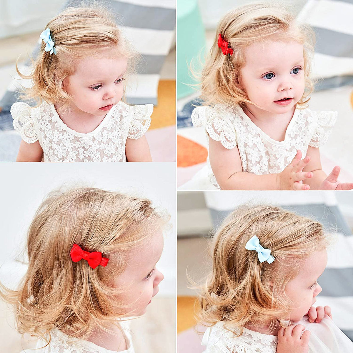 JOYOYO 50 Stück Baby Haarspangen Baby Haarschleifen Mit Voller Schleife Bedeckt Baby Pflege Clips Handwerk 5 Cm Schleife, Kleine Haarspangen Für Baby Feines Haar