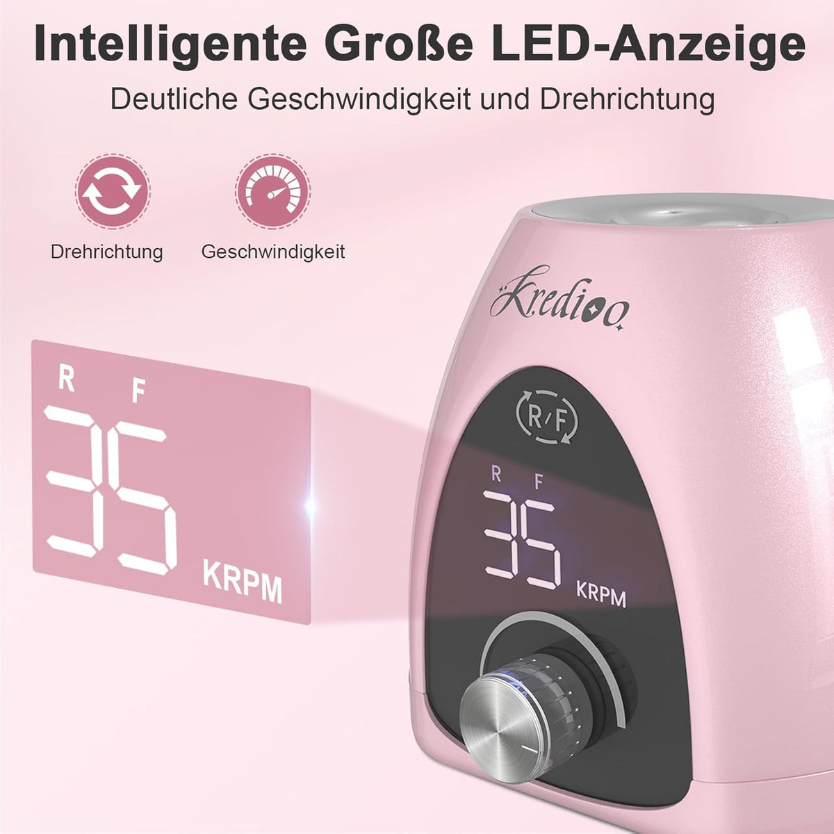 Professioneller 35000 U/Min Elektrischer Nagelfräser für Gelnägel – 6-in-1 Maniküre Set mit stufenloser Geschwindigkeitsregelung und LED-Display, ideal für Nagelhaut, Shellac und Acrylgel, sicher für Anfänger und Profis.