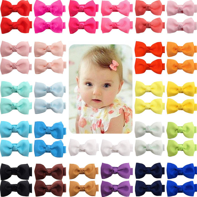 JOYOYO 50 Stück Baby Haarspangen Baby Haarschleifen Mit Voller Schleife Bedeckt Baby Pflege Clips Handwerk 5 Cm Schleife, Kleine Haarspangen Für Baby Feines Haar