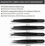 Upmore 4X Pinzette Set Edelstahl - Schwarz Augenbrauenpinzette Set Schere Pinzette, Gerade Schräge Spitze Zupfpinzette Splitterpinzette Spitzpinzette Für Frauen Und Männer