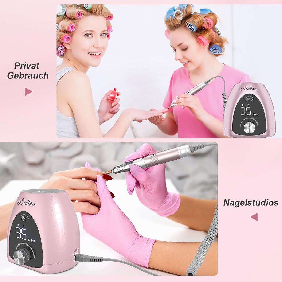 Professioneller 35000 U/Min Elektrischer Nagelfräser für Gelnägel – 6-in-1 Maniküre Set mit stufenloser Geschwindigkeitsregelung und LED-Display, ideal für Nagelhaut, Shellac und Acrylgel, sicher für Anfänger und Profis.